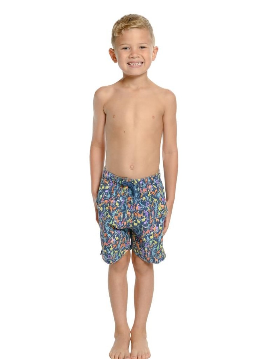 Kids Ingear Active | Boy'S Swim Trunks In A Randomized Palms Print