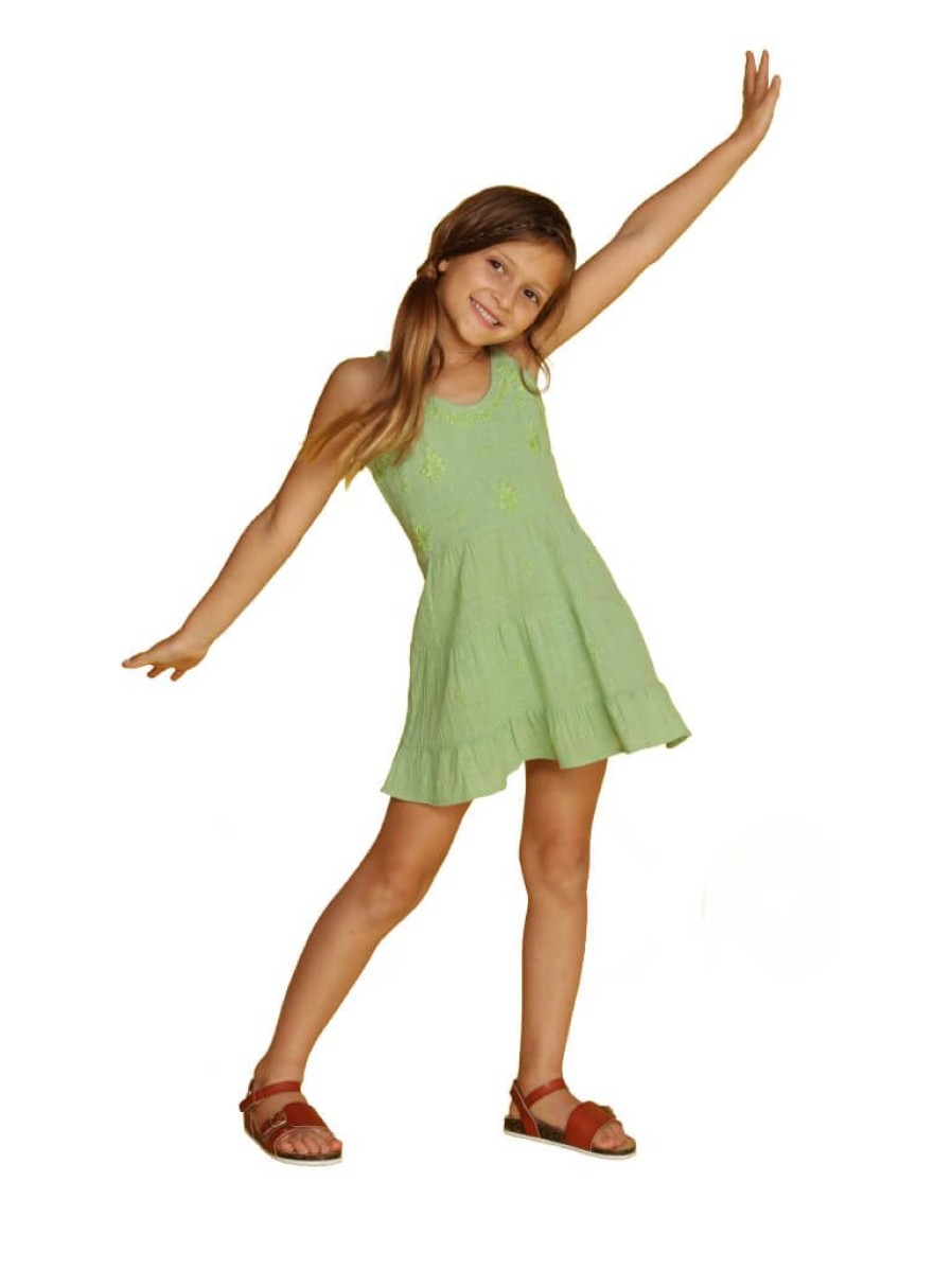 Kids Ingear active | Girl'S Ruffle Bottom Embroidered Slip Dress Cover Up