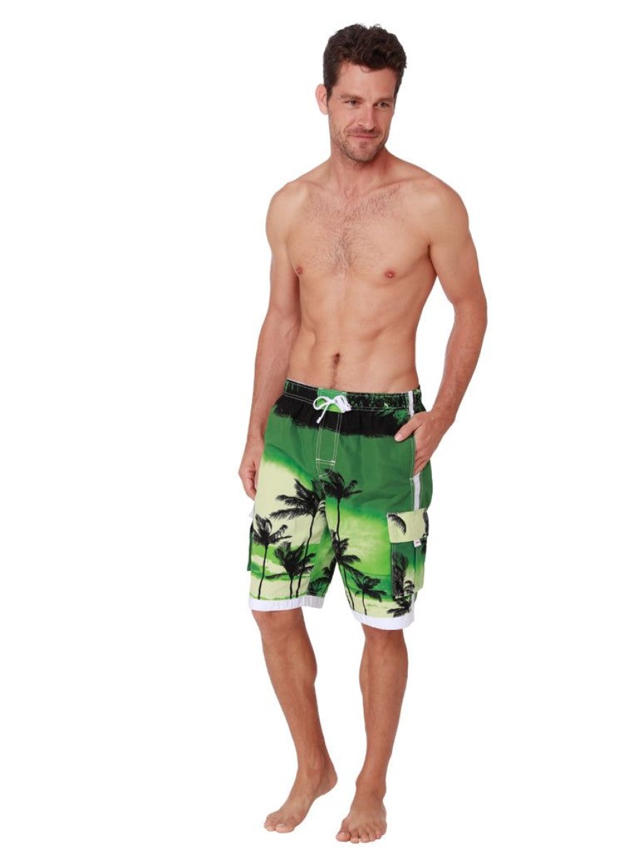 Men Ingear Active Board Shorts | Men'S Elasticized Swim Shorts - Board Shorts In Green Hues