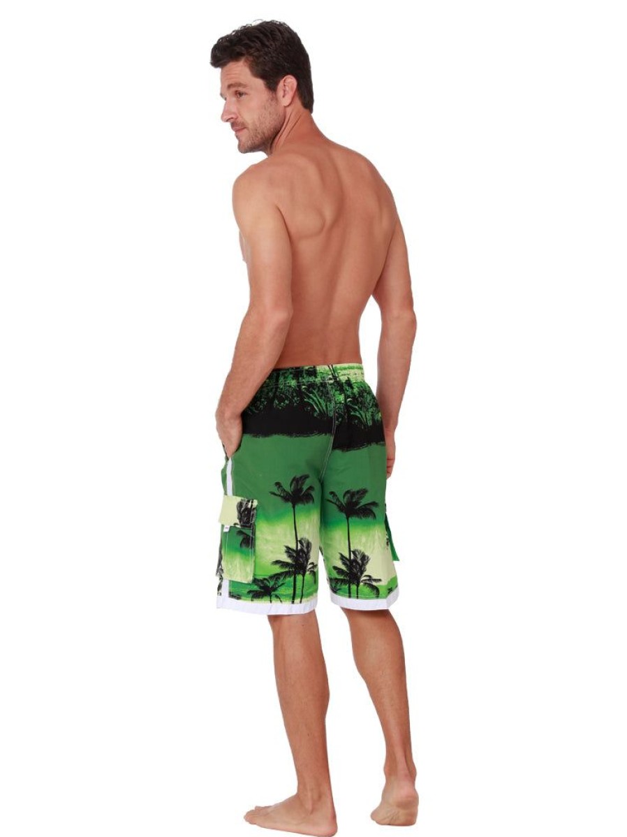 Men Ingear Active Board Shorts | Men'S Elasticized Swim Shorts - Board Shorts In Green Hues