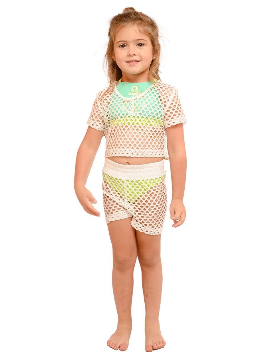 Kids Ingear Active | Girl'S Fishnet Mesh Crop Top And Short Set