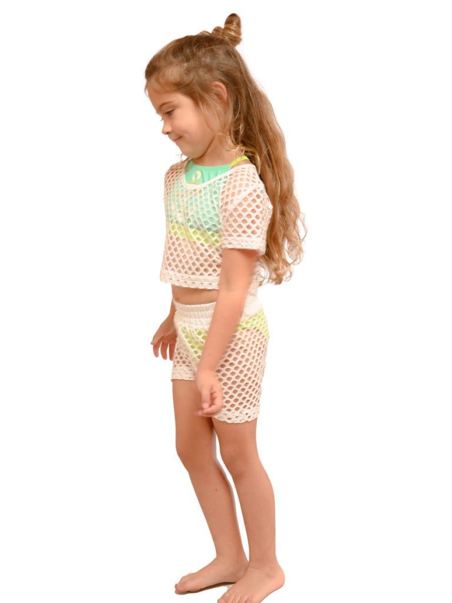 Kids Ingear Active | Girl'S Fishnet Mesh Crop Top And Short Set