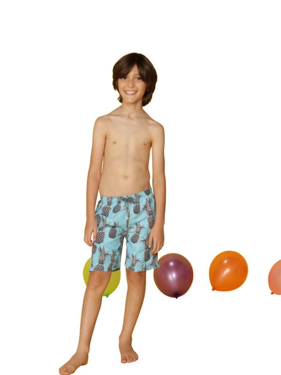 Kids Ingear Active | Boy'S Swim Trunks Printed In A Spray Of Pineapples