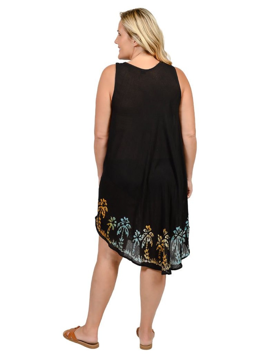 Women Ingear Active Women'S Dresses | Batik Embroidery Umbrella Dress 117 Golden Palms