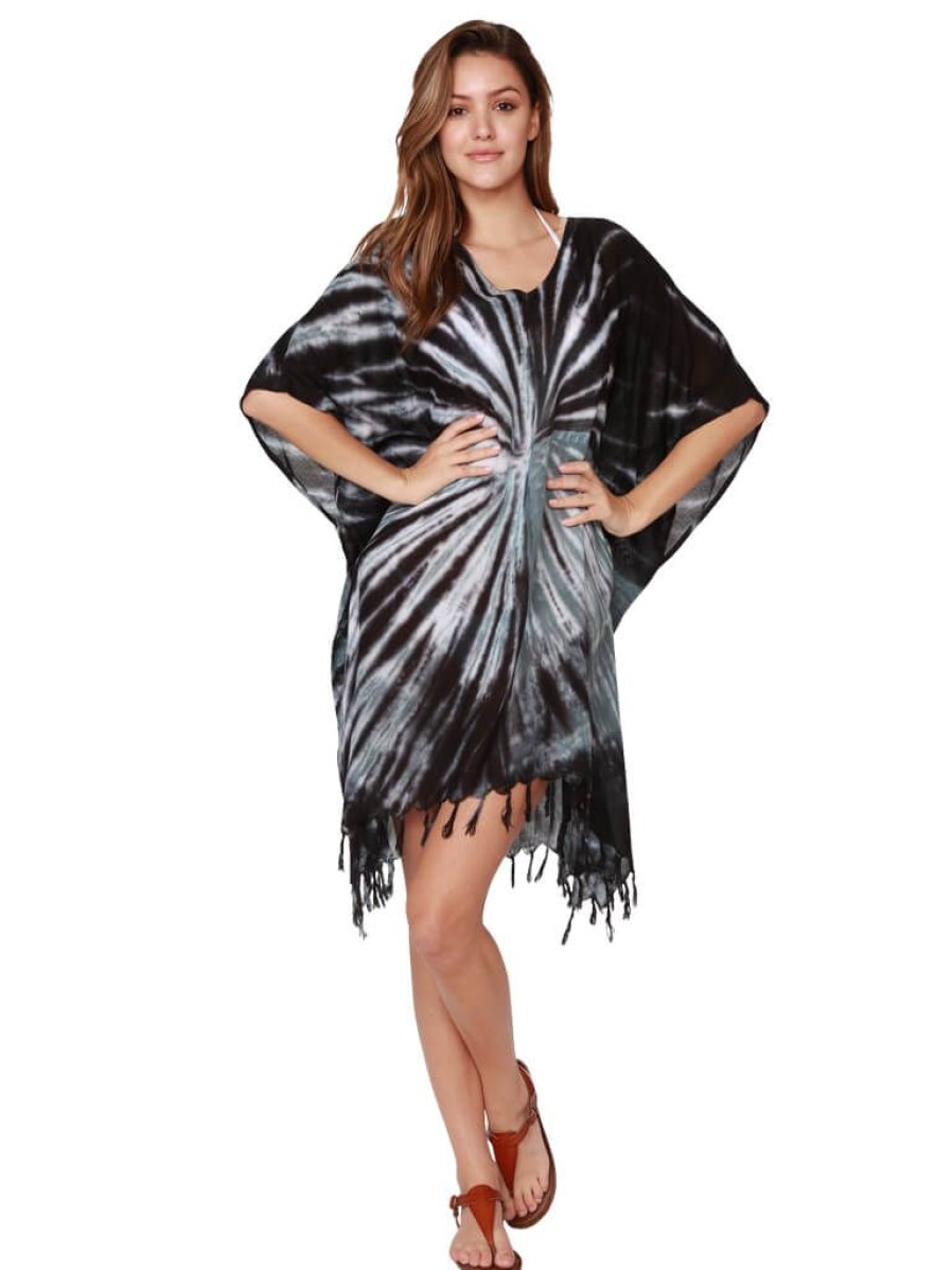 Women Ingear Active Women'S Dresses | Tie Dye Poncho In White And Black