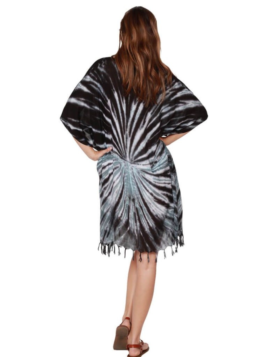 Women Ingear Active Women'S Dresses | Tie Dye Poncho In White And Black