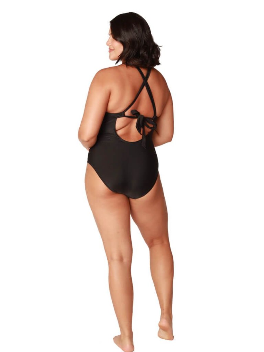 Women Ingear Active Women'S Swimwear | Lace-Up Front Deep V-Neck One Piece Bathing Suit