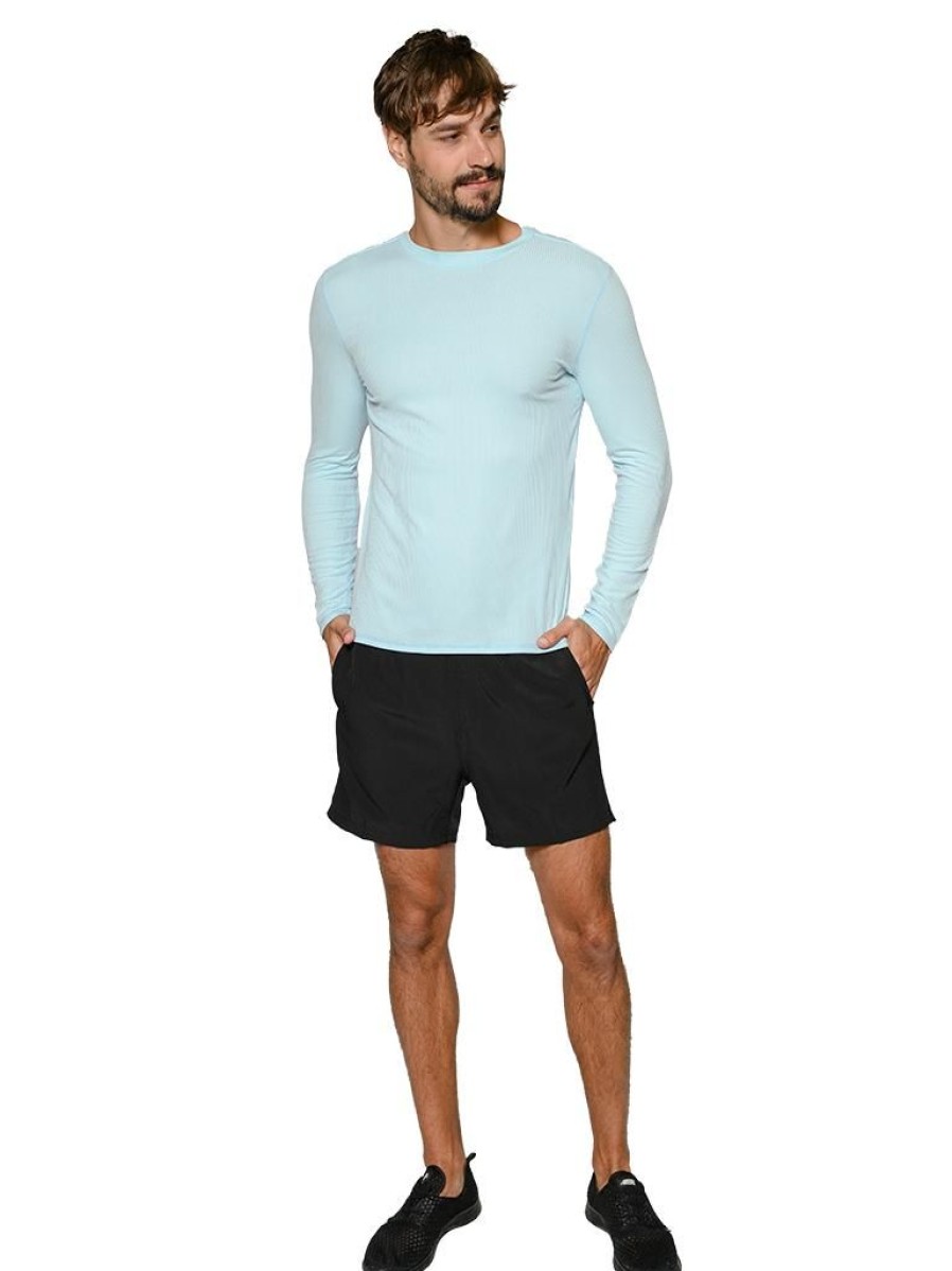 Men Ingear Active | Men'S Ribbed Long Sleeve Ultra Light Weight Sun Shirts In Solid Colors