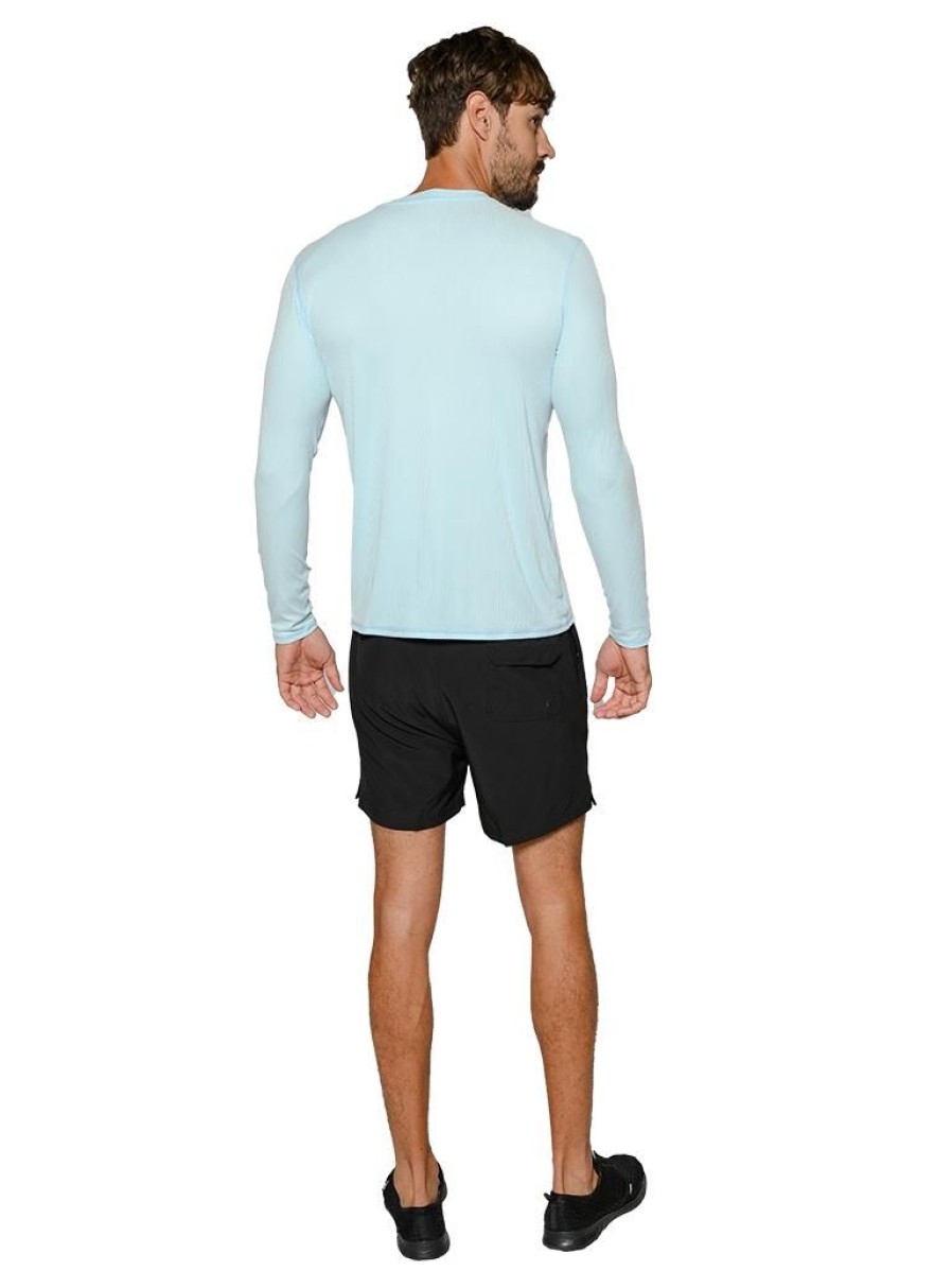 Men Ingear Active | Men'S Ribbed Long Sleeve Ultra Light Weight Sun Shirts In Solid Colors