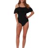 Women Ingear Active Women'S Swimwear | A Dramatic Off-The-Shoulder Ruffle Bathing Suit In White Or Black.