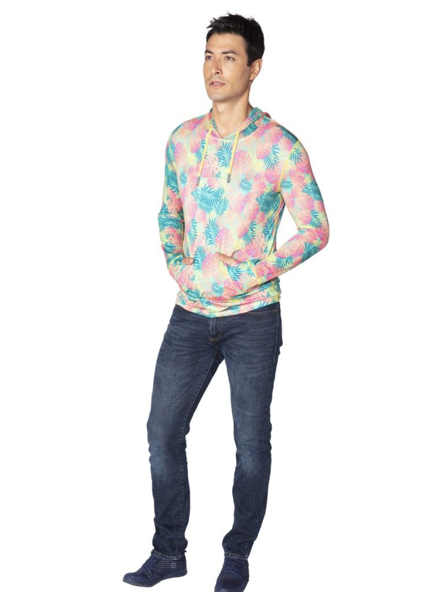 Men Ingear Active | Men'S Long Sleeve Hoodie Printed In Lush Leaves