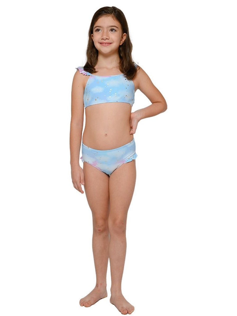 Kids Ingear active | Girl'S "Pink Pineapples" Two Piece Ruffled Shoulder Bikini