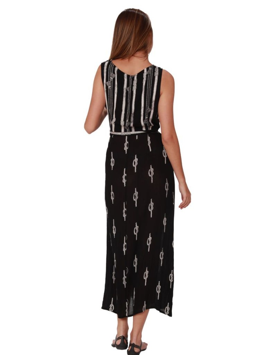 Women Ingear Active Women'S Dresses | Sleeveless Wrap Maxi Dress In Nautical Knots Print