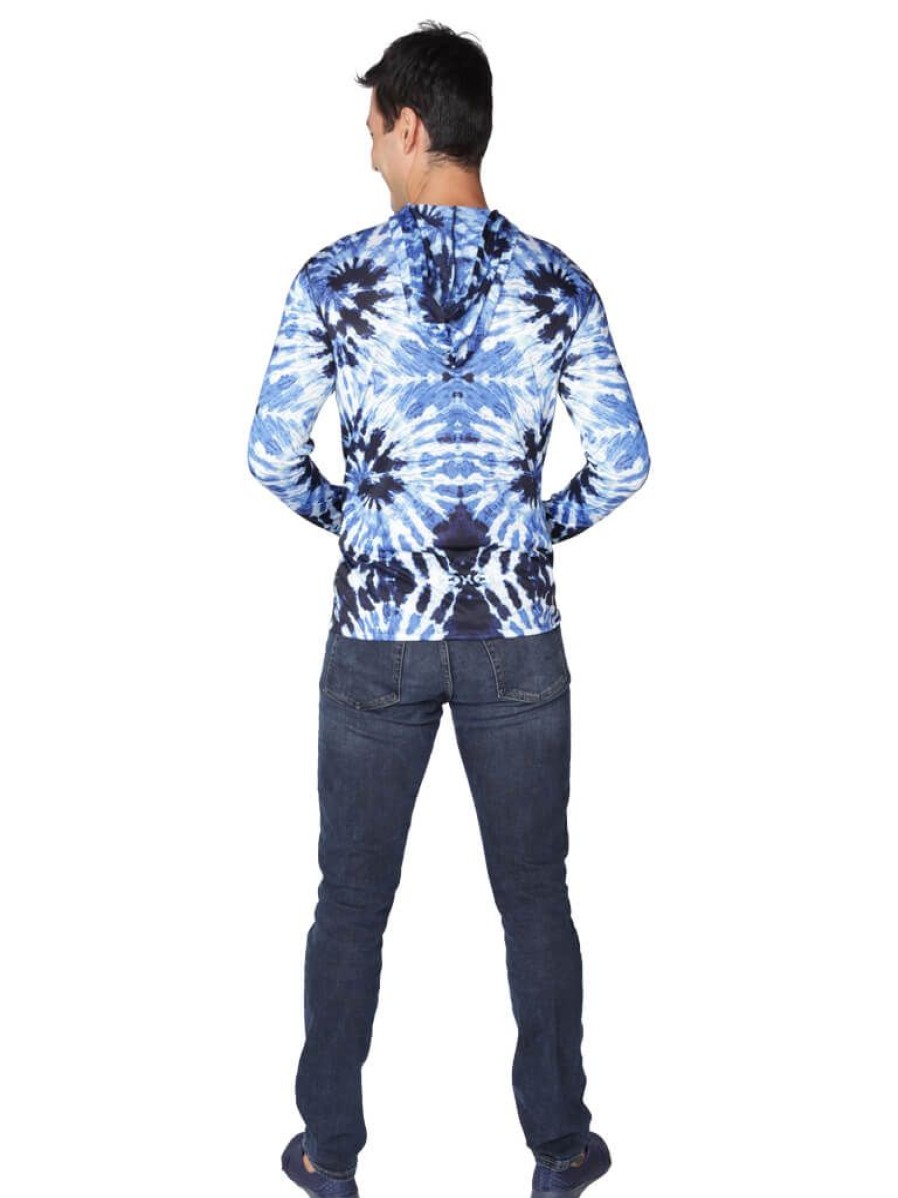 Men Ingear Active | Men'S Long Sleeve Hoodie Printed In Tie-Dye Blues