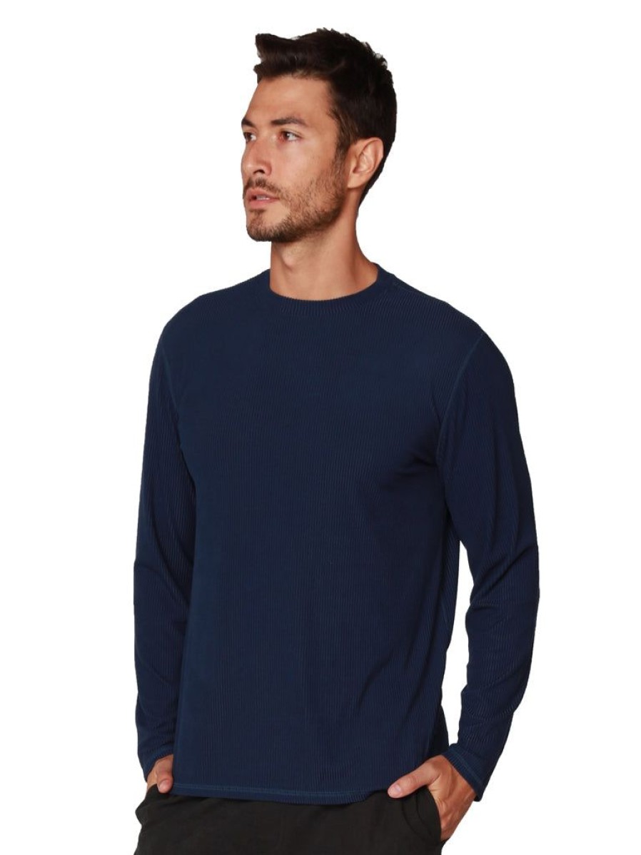 Men ingear active | Men'S Long Sleeve Loose Fit Navy Crew Neck Shirt