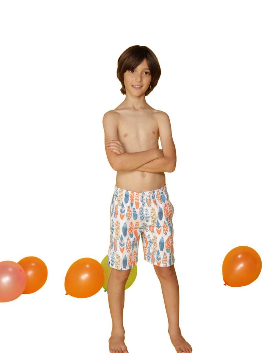 Kids Ingear Active | Boy'S Swim Trunks Patterned With Surfboards