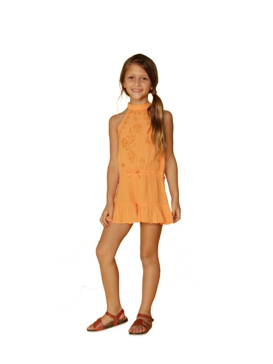 Kids Ingear active | Girl'S High Neck Embroidered Romper Cover Up