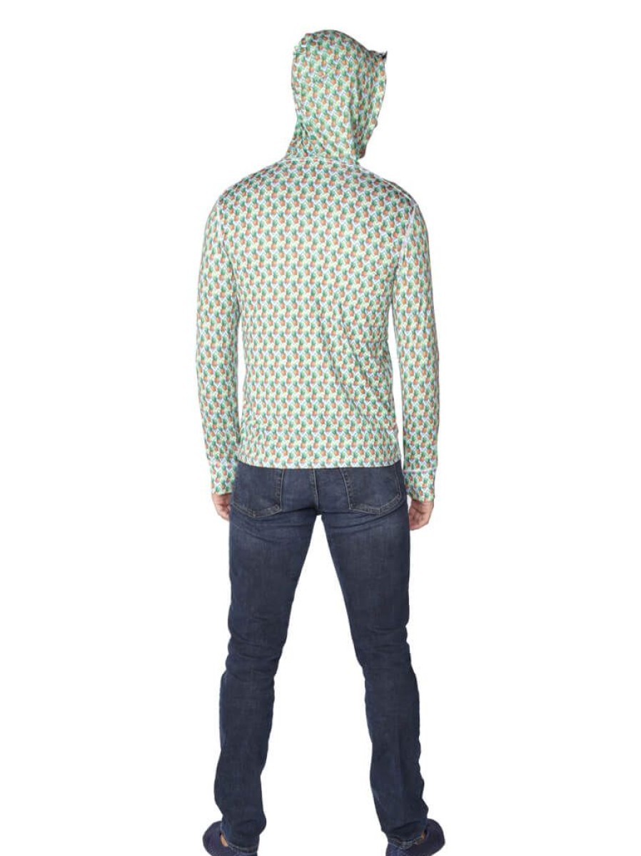 Men Ingear Active | Men'S Long Sleeve Hoodie Printed In A Chevron And Pineapple Pattern