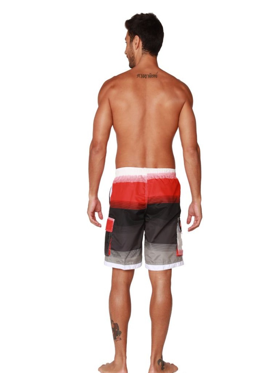 Men Ingear Active Board Shorts | Men'S Board Shorts In Red, White And Black Stripes