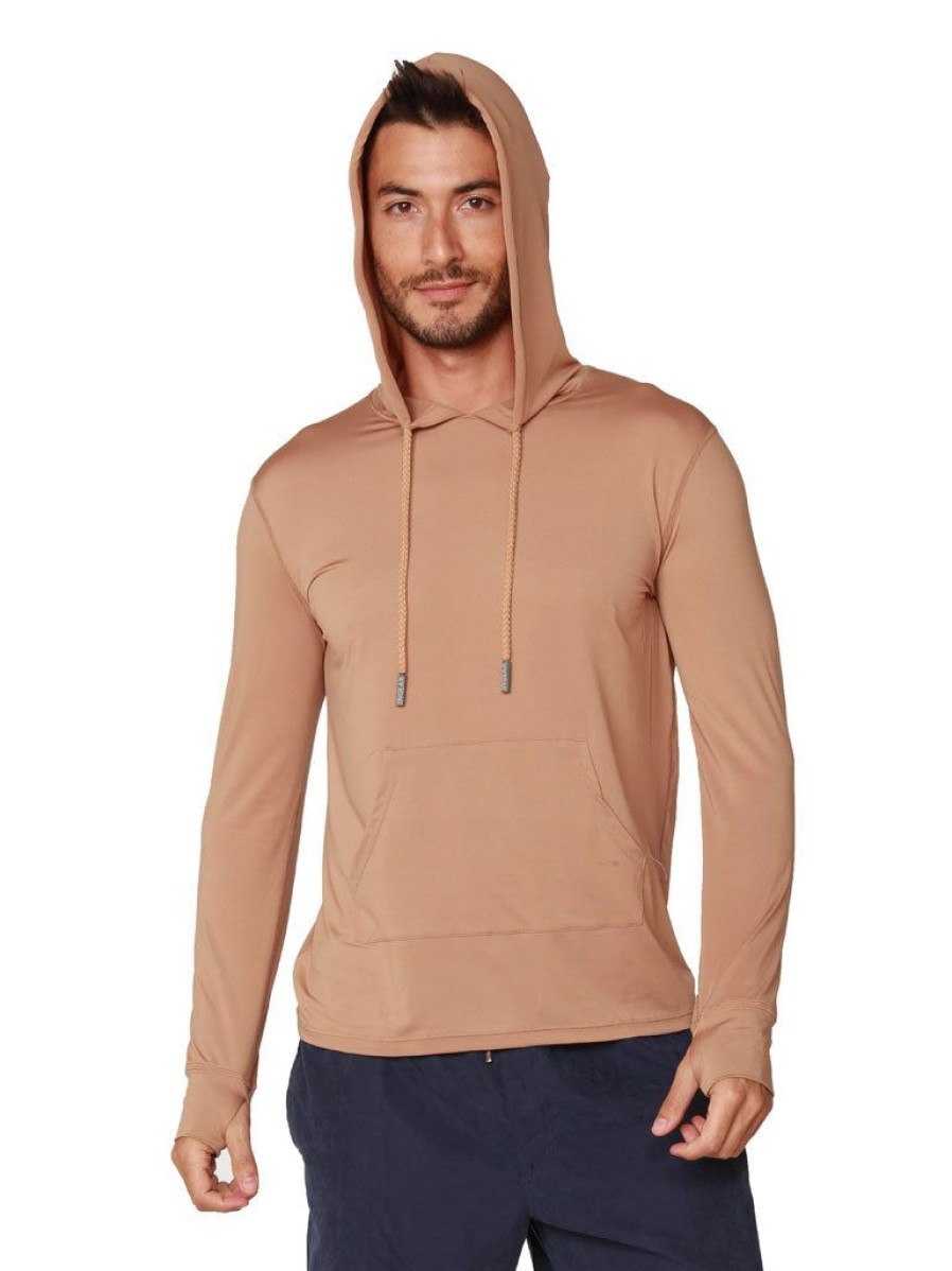 Men Ingear Active | Men'S Long Sleeve Hoodie Tan Color