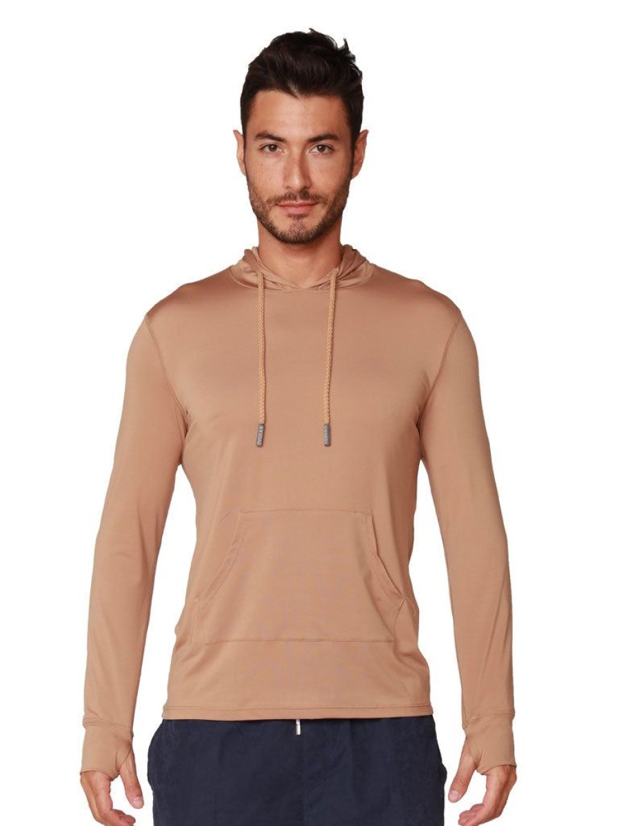 Men Ingear Active | Men'S Long Sleeve Hoodie Tan Color