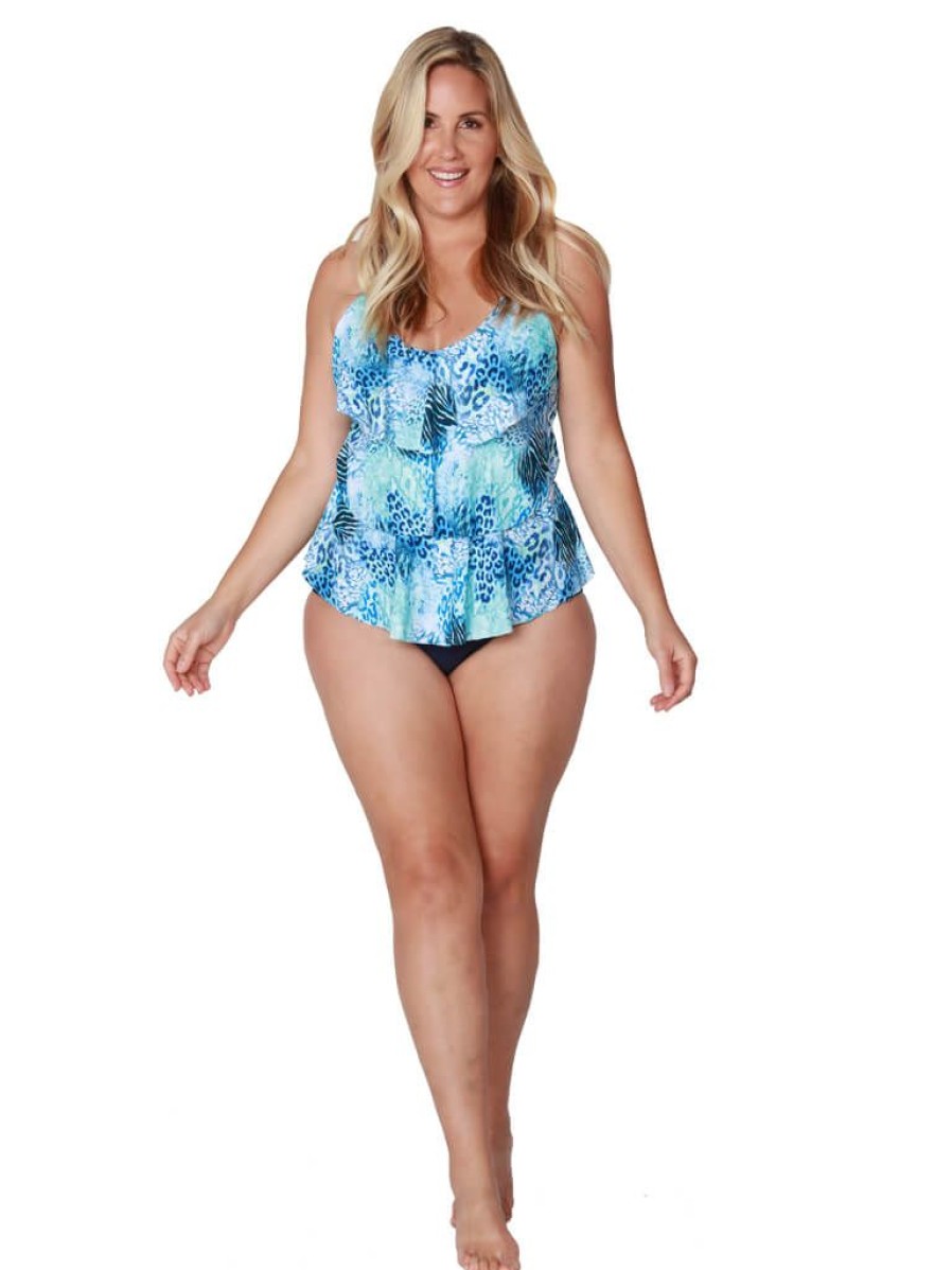 Women Ingear Active Women'S Swimwear | A Tiered Front Tankini With A Midrise Bottom