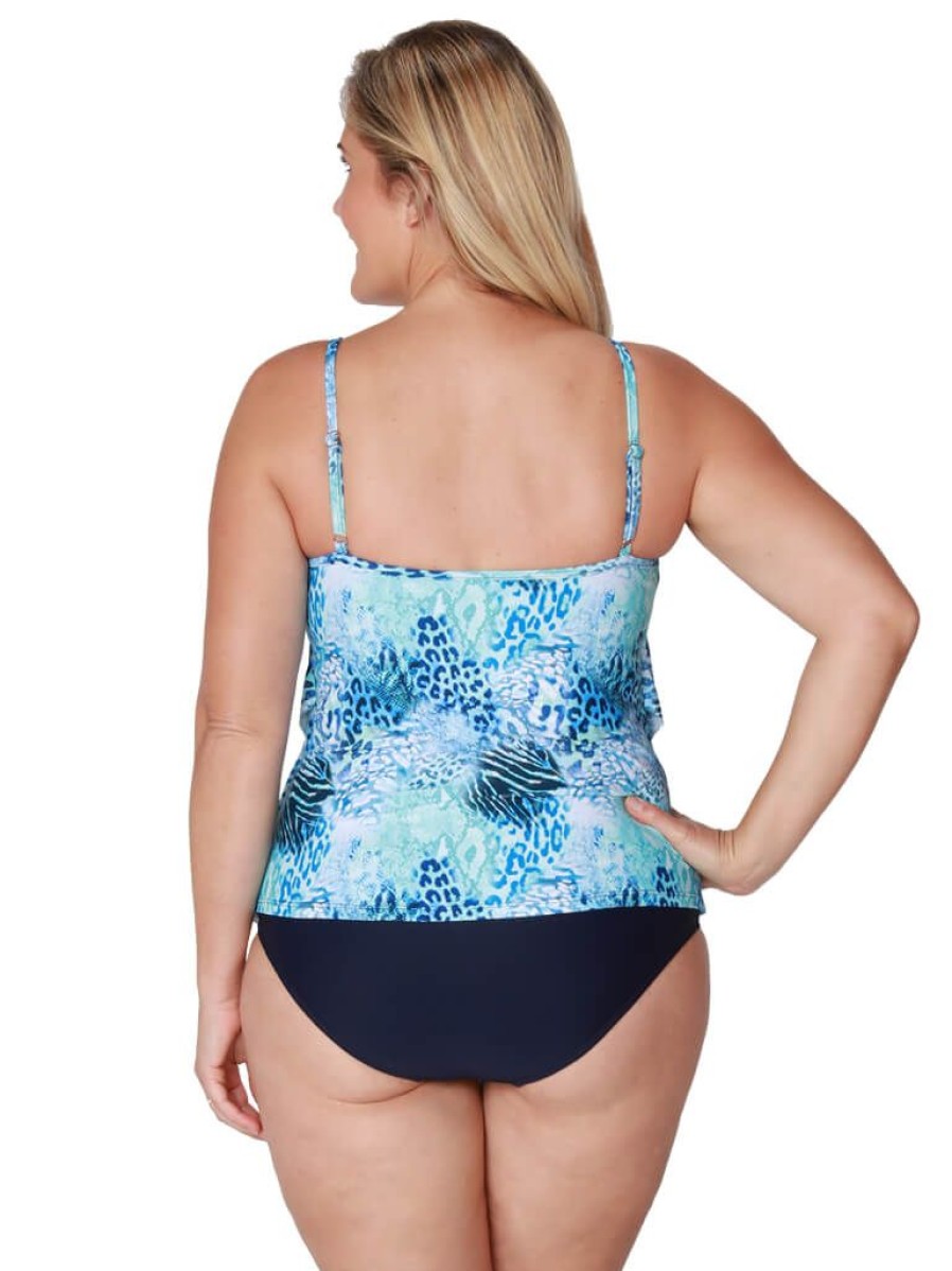 Women Ingear Active Women'S Swimwear | A Tiered Front Tankini With A Midrise Bottom