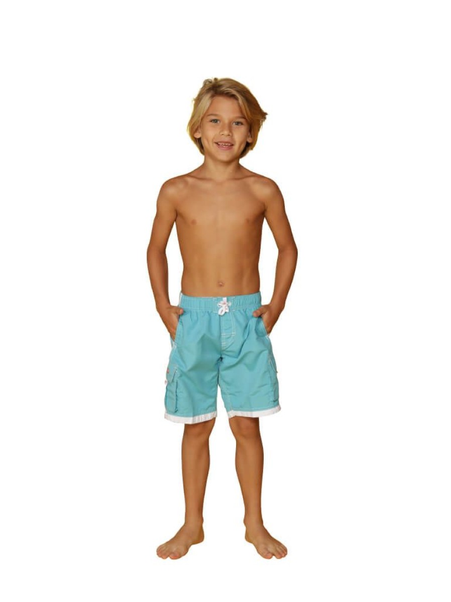 Kids Ingear Active | Boys' Cargo Shorts The Longer Swim Trunks In Solid Colors And White Detail