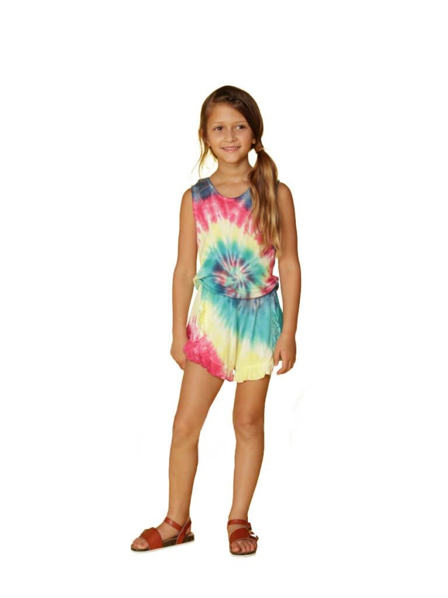 Kids Ingear active | Rainbow Tie-Dyed Romper Cover Up In A Swirl Pattern