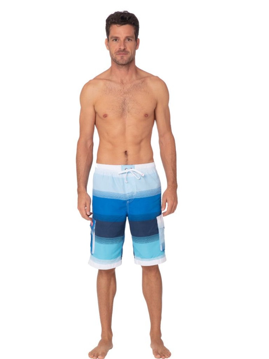 Men Ingear Active Board Shorts | Men'S Board Shorts In Blue Horizontal Stripes