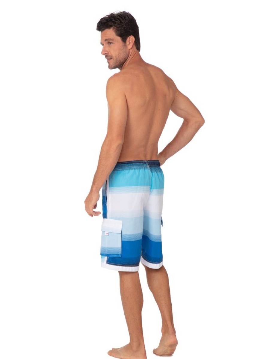 Men Ingear Active Board Shorts | Men'S Board Shorts In Blue Horizontal Stripes