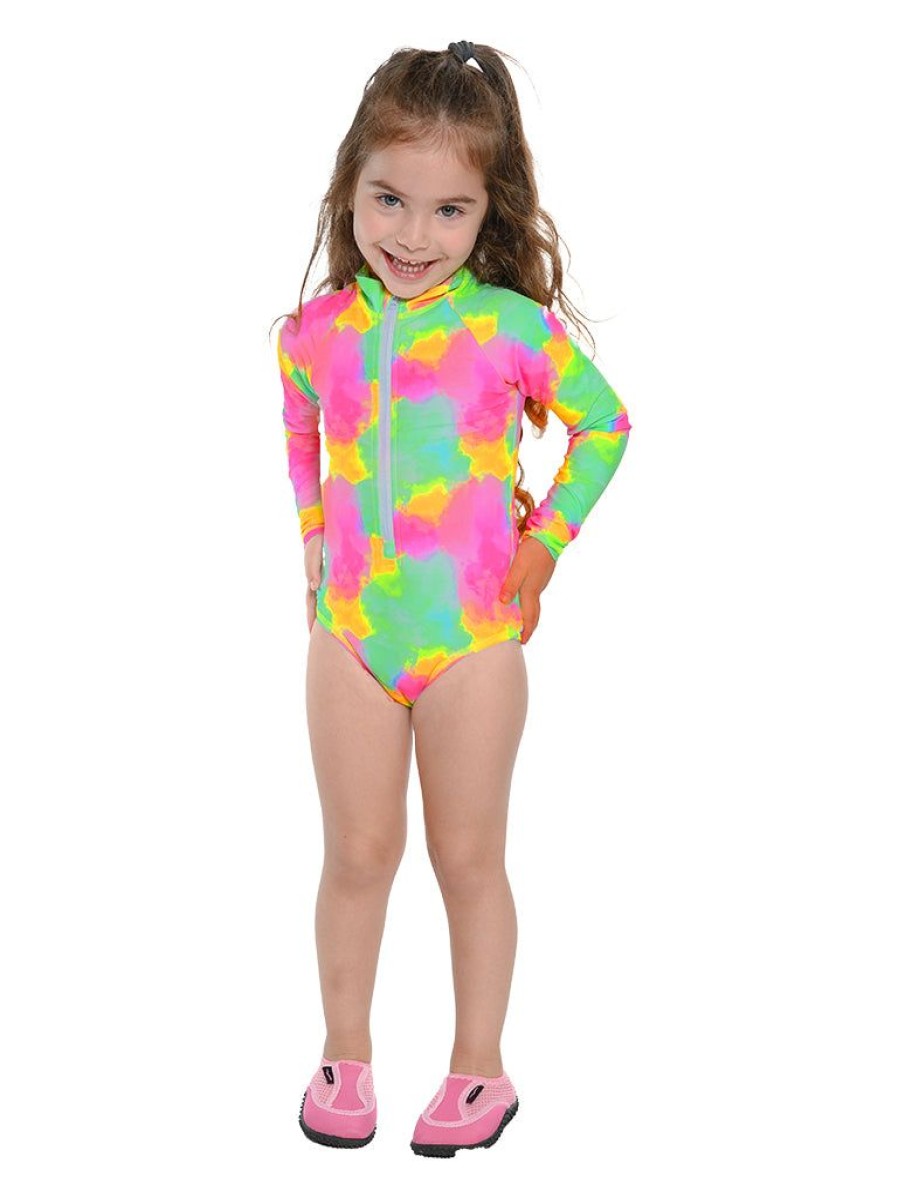 Kids Ingear Zip Front Long Sleeve Bathing Suit Unitard For Baby Girls And Toddlers Vacatiblouse